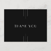 EVERLYモダンアールデコブラック結婚ズ・サンキュー ポストカード (正面)