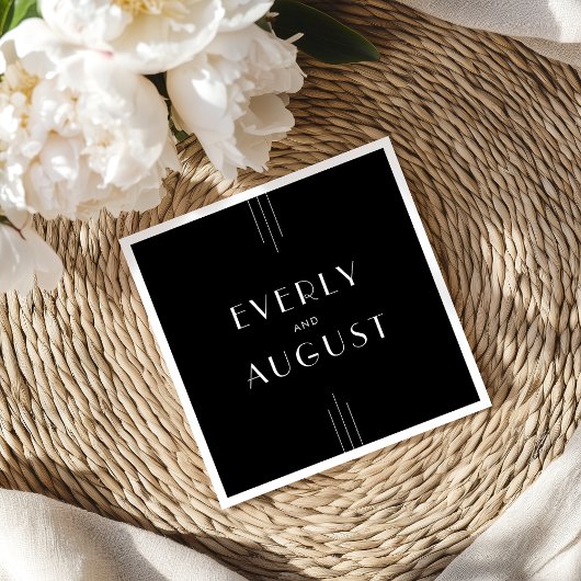 EVERLYモダンアールデコ白黒結婚ズ スタンダードカクテルナプキン