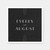 EVERLYモダンアールデコ白黒結婚ズ スタンダードカクテルナプキン (正面)