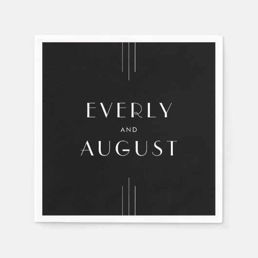 EVERLYモダンアールデコ白黒結婚ズ スタンダードカクテルナプキン (正面)