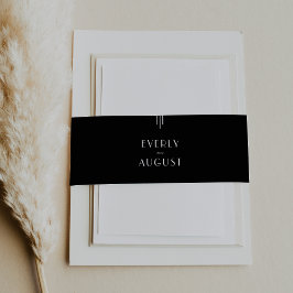 EVERLYモダンアールデコ白黒結婚ズ 招待状ベリーバンド