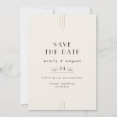EVERLY アールデコ調 クリーム色 ゴールド ブラック 結婚式 セーブザデート (正面)