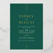 EVERLY アールデコ エメラルドグリーン ゴールド箔 ウェディング 箔招待状 (正面)