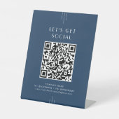 EVERLY アールデコ ネイビーブルー Let's Get Social Media 台座サイン (正面)