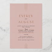 EVERLY アールデコ ブラッシュピンク ローズゴールド箔押し ウェディング 箔招待状 (正面)