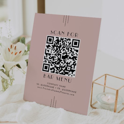 EVERLY アールデコ ブルーシュピンク バーメニューQRコード 台座サイン