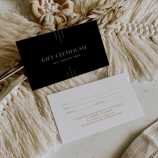 EVERLY Art Deco Black and Gold Gift Certificate