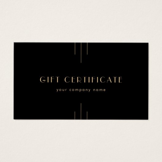 EVERLY Art Deco Black and Gold Gift Certificate (正面)
