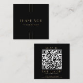 EVERLY Art Deco Black and Gold QR Code Thank You 割引カード (正面/裏面)