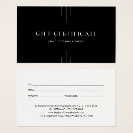 EVERLY Art Deco Black Business Gift Certificate