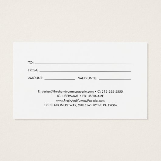 EVERLY Art Deco Black Business Gift Certificate (裏面)