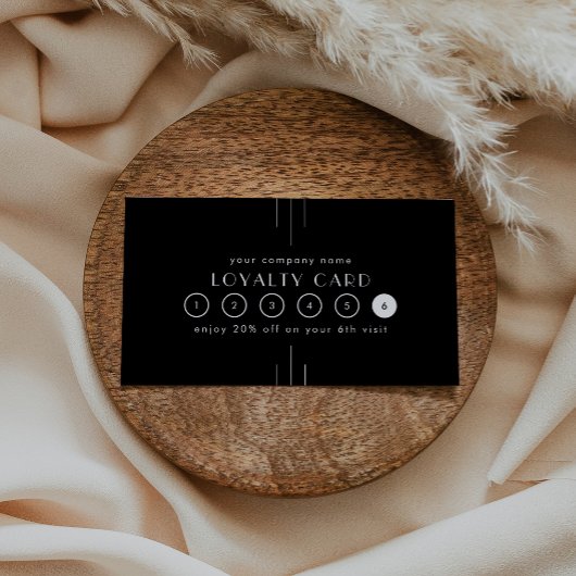 EVERLY Art Deco Black Business Reward 6 Punch ロイヤリティカード