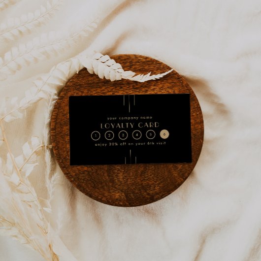 EVERLY Art Deco Black Gold Business Reward 6 Punch ロイヤリティカード