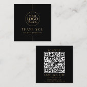 EVERLY Art Deco Black Gold Logo QR Code Thank You 割引カード (正面/裏面)