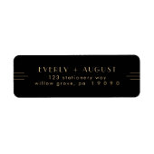EVERLY Art Deco Black Gold Return Address Labels ラベル (正面)