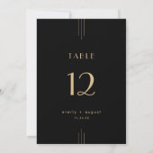 EVERLY Art Deco Black Gold Wedding Table Numbers 招待状 (裏面)
