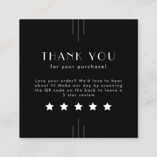 EVERLY Art Deco Black QR Code Leave A Review スクエア名刺 (正面)