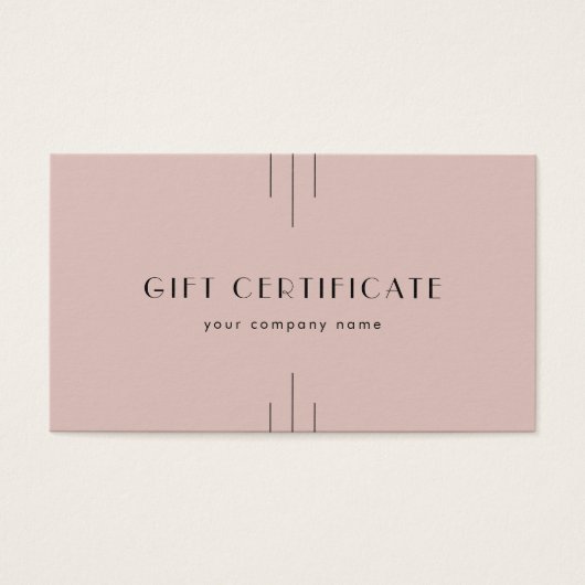 EVERLY Art Deco Blush Business Gift Certificate (正面)