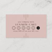 EVERLY Art Deco Blush Pink Business Reward 6 Punch ロイヤリティカード (正面)