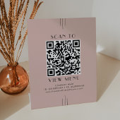 EVERLY Art Deco Blush Pink Restaurant Menu QR Code 台座サイン