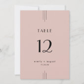 EVERLY Art Deco Blush Pink Wedding Table Numbers 招待状 (正面)