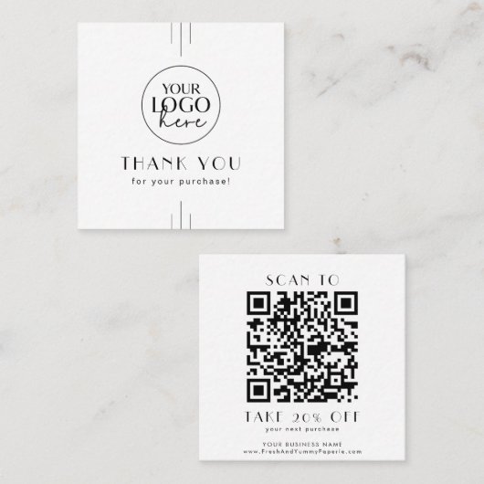 EVERLY Art Deco Business Logo QR Code Thank You 割引カード (正面/裏面)