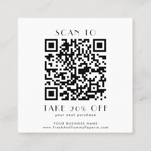 EVERLY Art Deco Business Logo QR Code Thank You 割引カード (裏面)