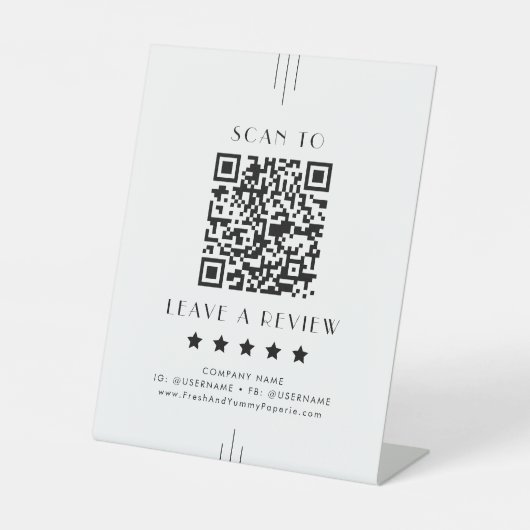 EVERLY Art Deco Business QR Code Leave A Review 台座サイン (正面)