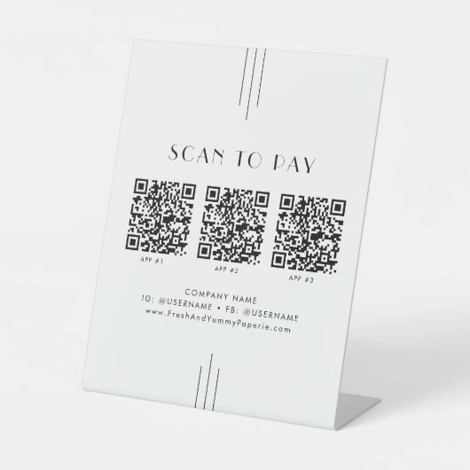 EVERLY Art Deco Business QR Code Scan To Pay 台座サイン (正面)
