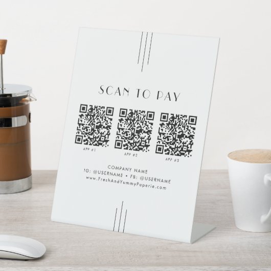 EVERLY Art Deco Business QR Code Scan To Pay 台座サイン (インサイチュ)