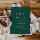 EVERLY Art Deco Emerald Green & Gold Foil Wedding 箔招待状