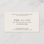EVERLY Art Deco Ivory Black Business Thank You 割引カード (裏面)