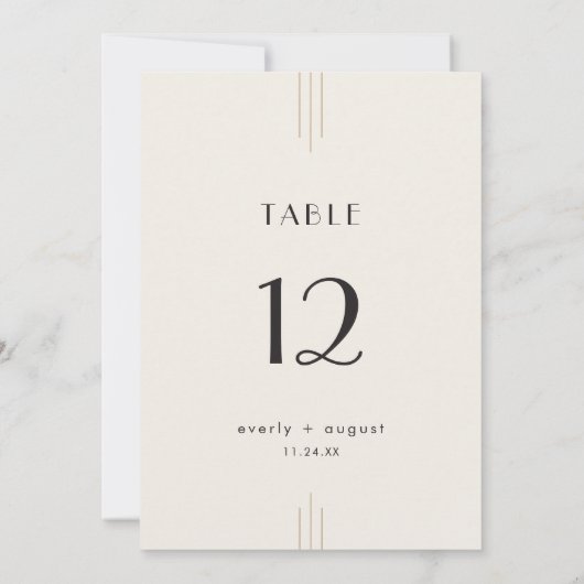 EVERLY Art Deco Ivory Black Wedding Table Numbers 招待状 (裏面)
