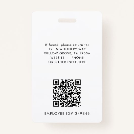 EVERLY Art Deco Logo QR Code Employee ID Card バッジ (裏面)
