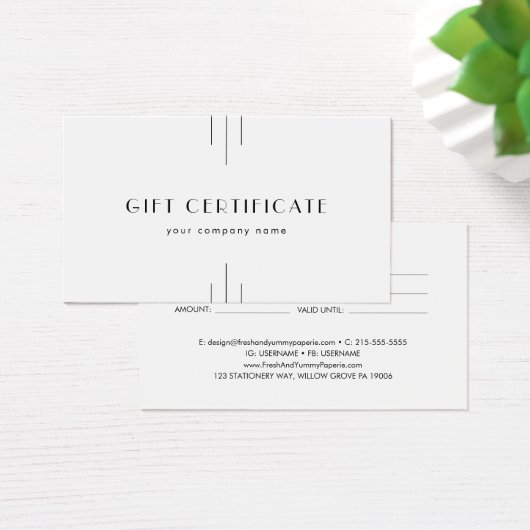 EVERLY Art Deco Minimal Business Gift Certificate (デスク)