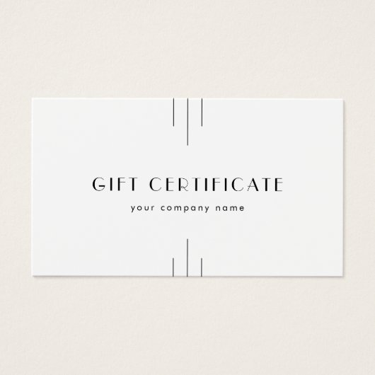 EVERLY Art Deco Minimal Business Gift Certificate (正面)