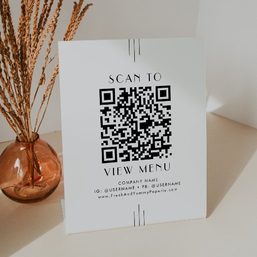 EVERLY Art Deco Minimal Restaurant Menu QR Code 台座サイン