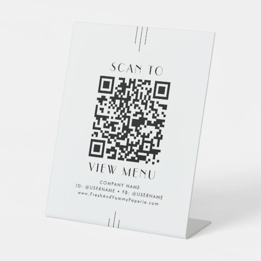 EVERLY Art Deco Minimal Restaurant Menu QR Code 台座サイン (正面)