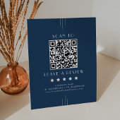 EVERLY Art Deco Navy Blue QR Code Leave A Review 台座サイン