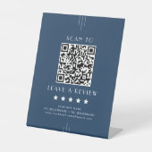 EVERLY Art Deco Navy Blue QR Code Leave A Review 台座サイン (正面)