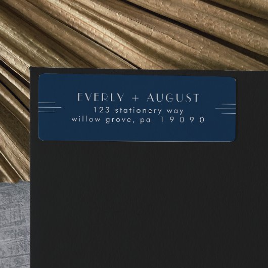 EVERLY Art Deco Navy Blue Return Address Labels ラベル