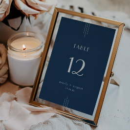 EVERLY Art Deco Navy Blue Wedding Table Numbers 招待状