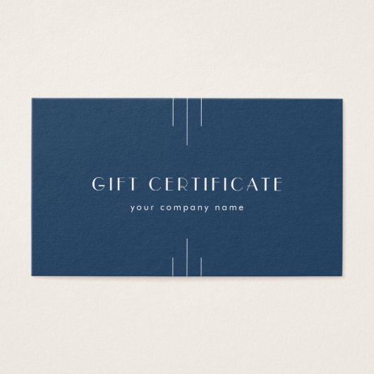EVERLY Art Deco Navy Business Gift Certificate (正面)