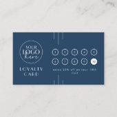 EVERLY Art Deco Navy Logo Business Reward 10 Punch ロイヤリティカード (正面)