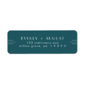 EVERLY Art Deco Peacock Teal Return Address Labels ラベル (正面)
