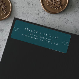 EVERLY Art Deco Peacock Teal Return Address Labels ラベル