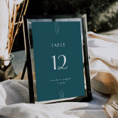 EVERLY Art Deco Peacock Teal Wedding Table Numbers 招待状