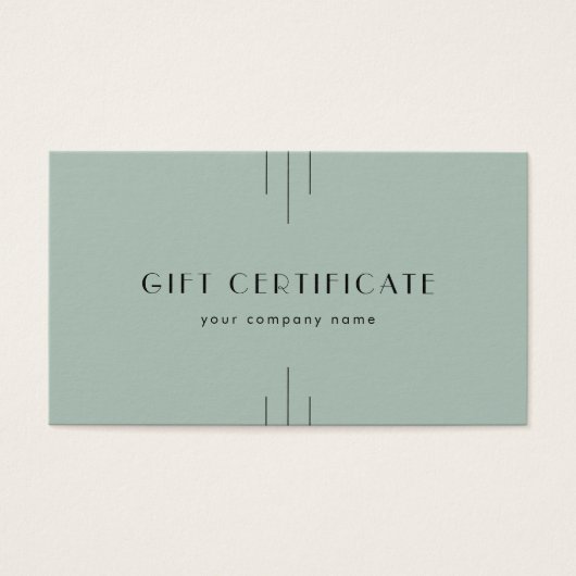 EVERLY Art Deco Sage Business Gift Certificate (正面)