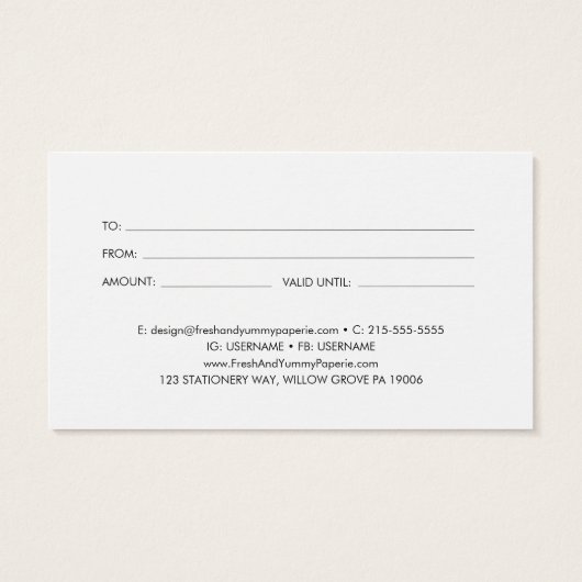 EVERLY Art Deco Sage Business Gift Certificate (裏面)