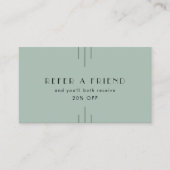 EVERLY Art Deco Sage Green Modern Refer A Friend 紹介カード (正面)